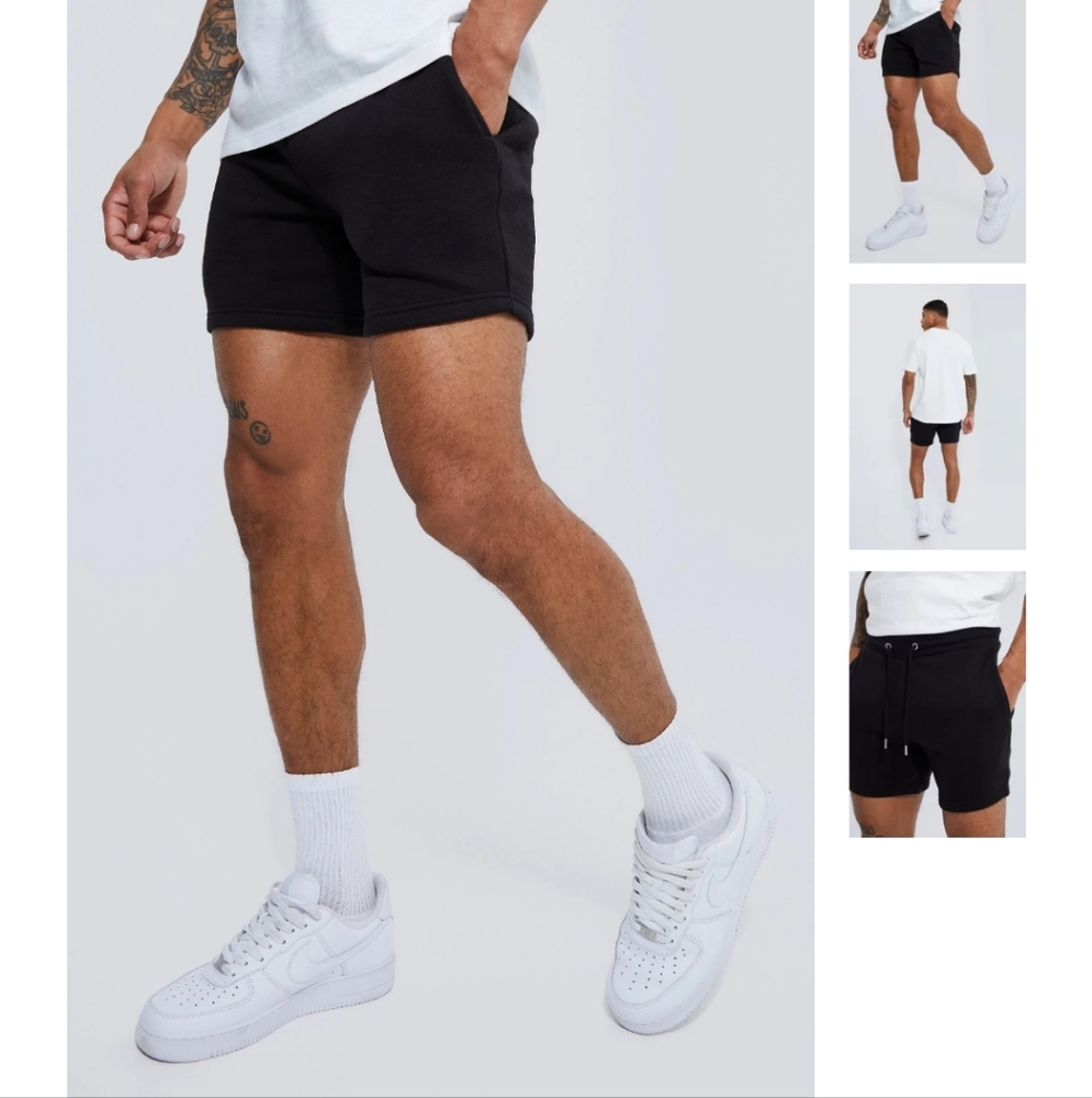 Boohoo Man Men's S Black Slim Fit Short Length Sweat Shorts